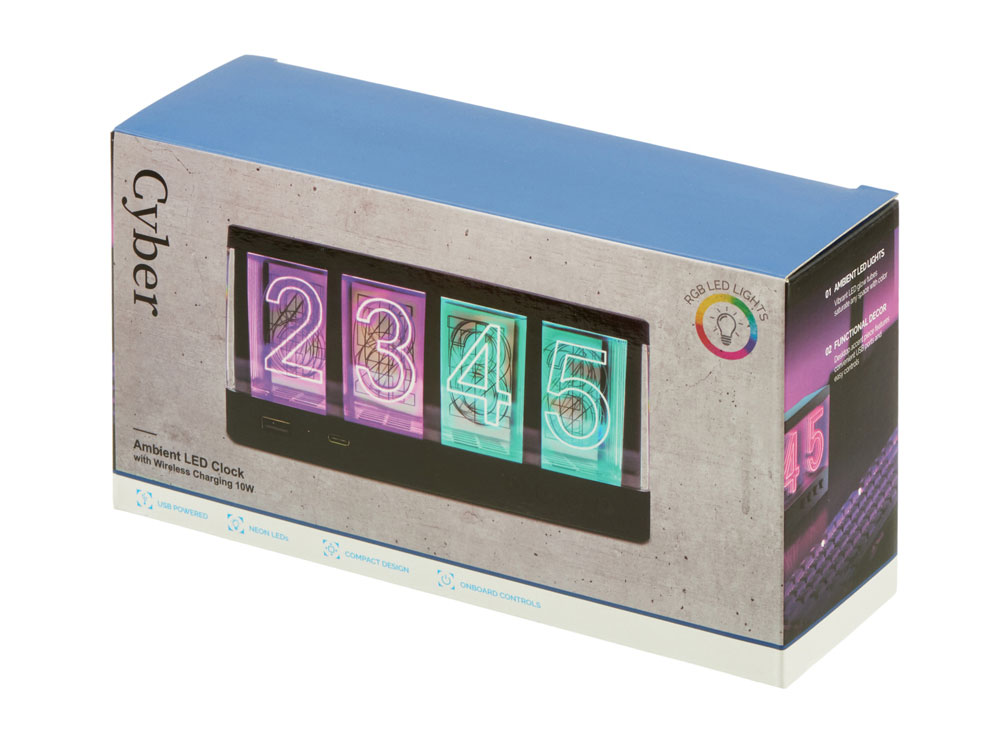 Часы с беспроводной зарядкой Cyber, 10 Вт-12