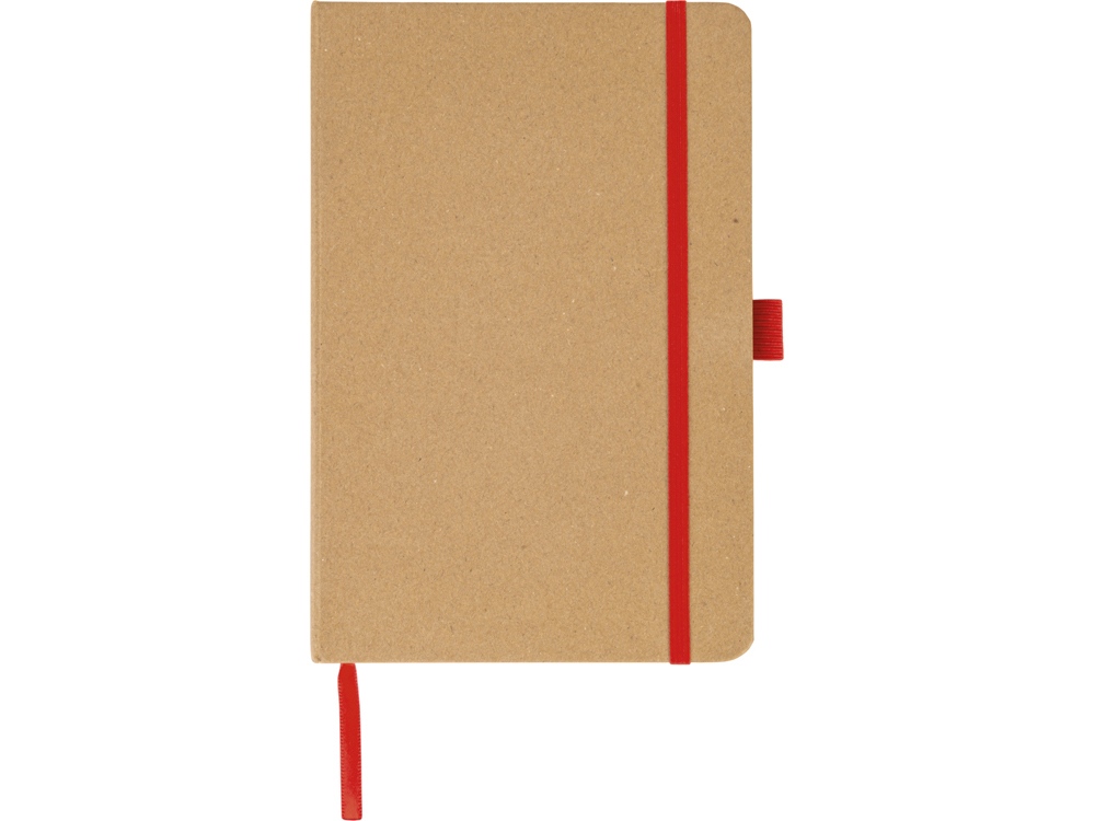 Блокнот A5 Sevilia Color, твердая обложка из крафта, 80 листов, цветной срез и форзац, натуральный/красный-3