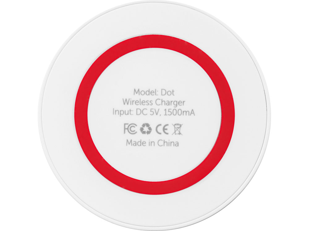 Беспроводное зарядное устройство Dot, 5 Вт, белый/красный-4
