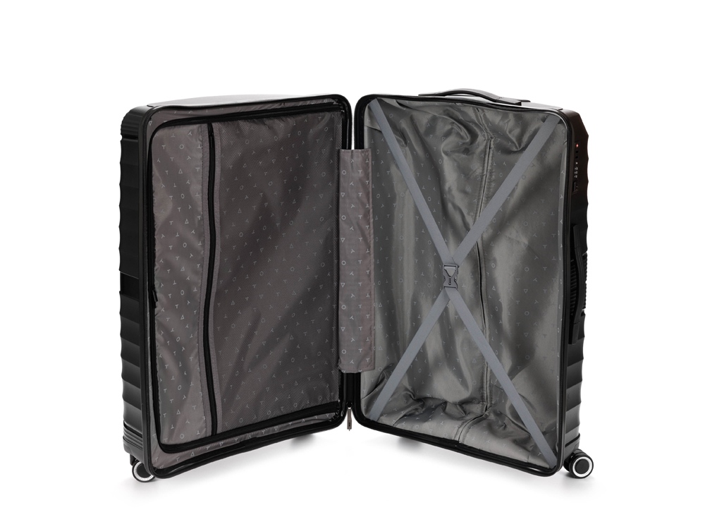 Чемодан TORBER Nevo, чёрный, полипропилен, 49 х 28 х 76 см, 95 л-1