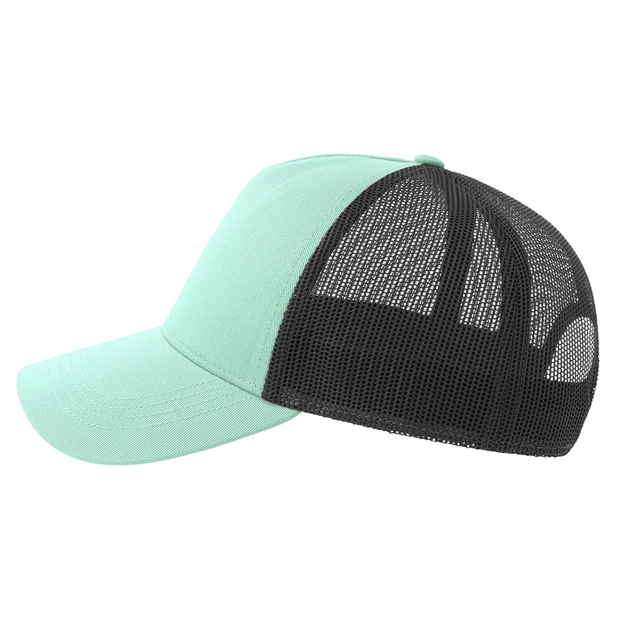 Бейсболка RAPPER COTTON-S, 5 клиньев, пластиковая застёжка, мятный, чёрный-1