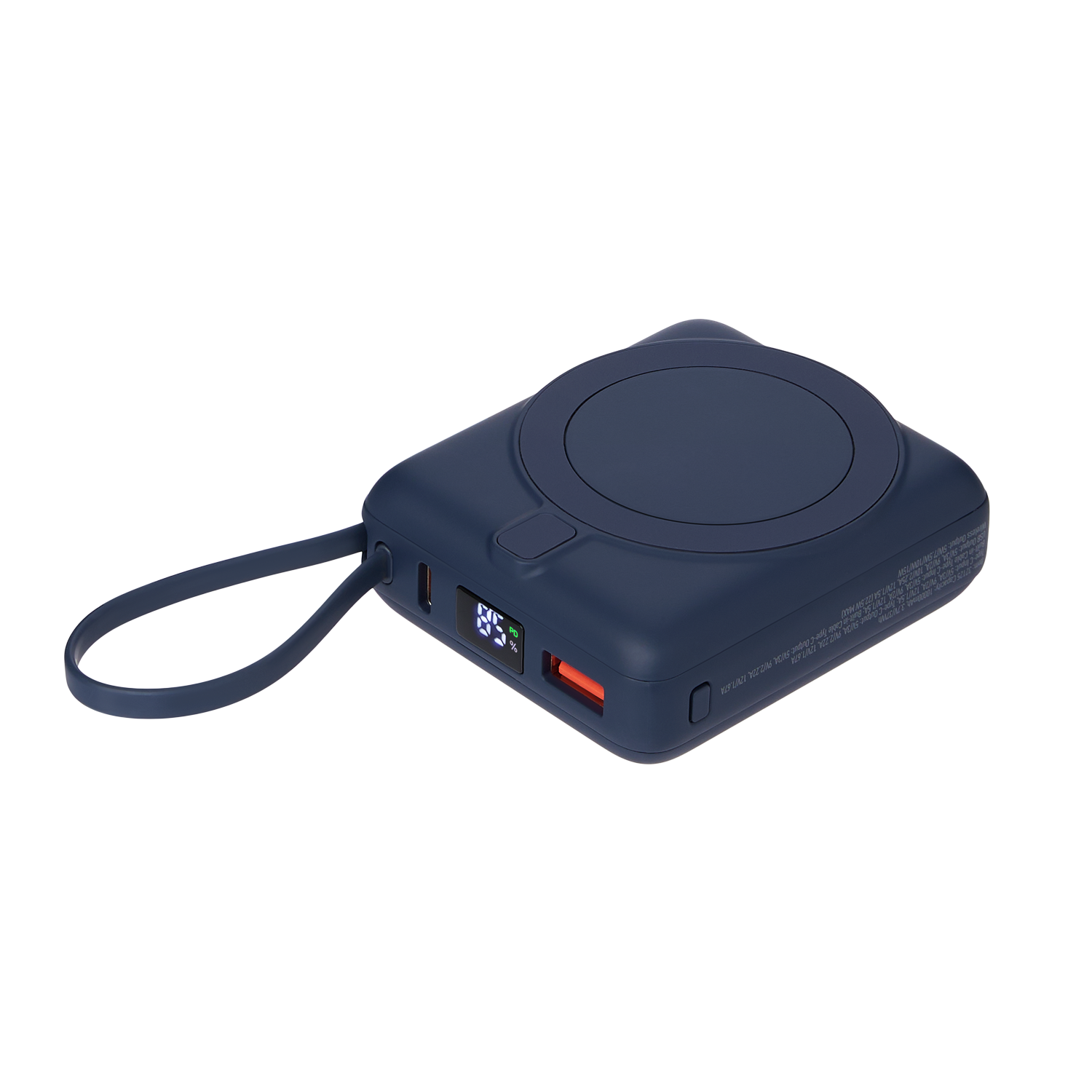 Внешний аккумулятор с подсветкой Риттер PD (Ritter PD) 10000mAh с функцией беспроводной зарядки 15W, синий-0