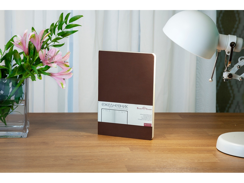 Ежедневник А5 недатированный Megapolis Velvet Flex, коричневый-11