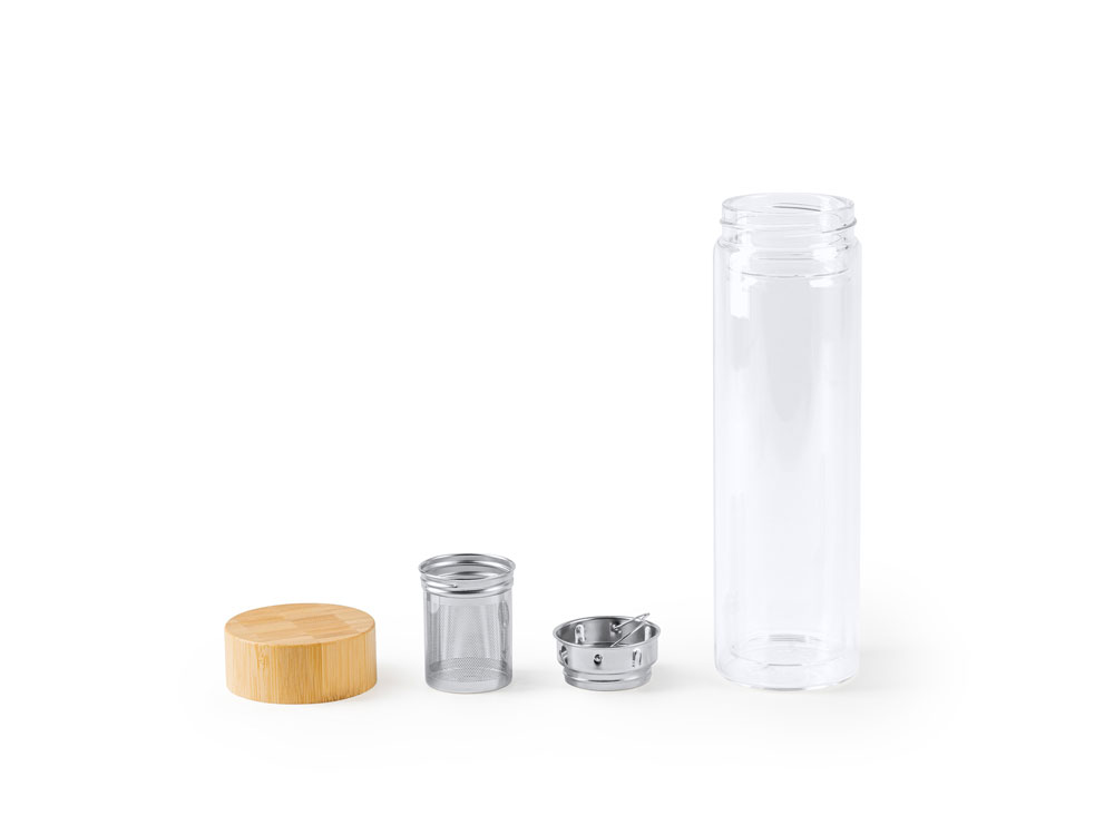 Бутылка SAOKO из боросиликатного стекла 420 мл, прозрачный/натуральный-2