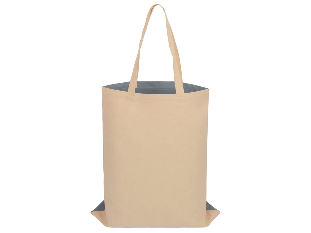 Сумка для шопинга Twin двухцветная из хлопка, 180 г/м2, серый/натуральный-4