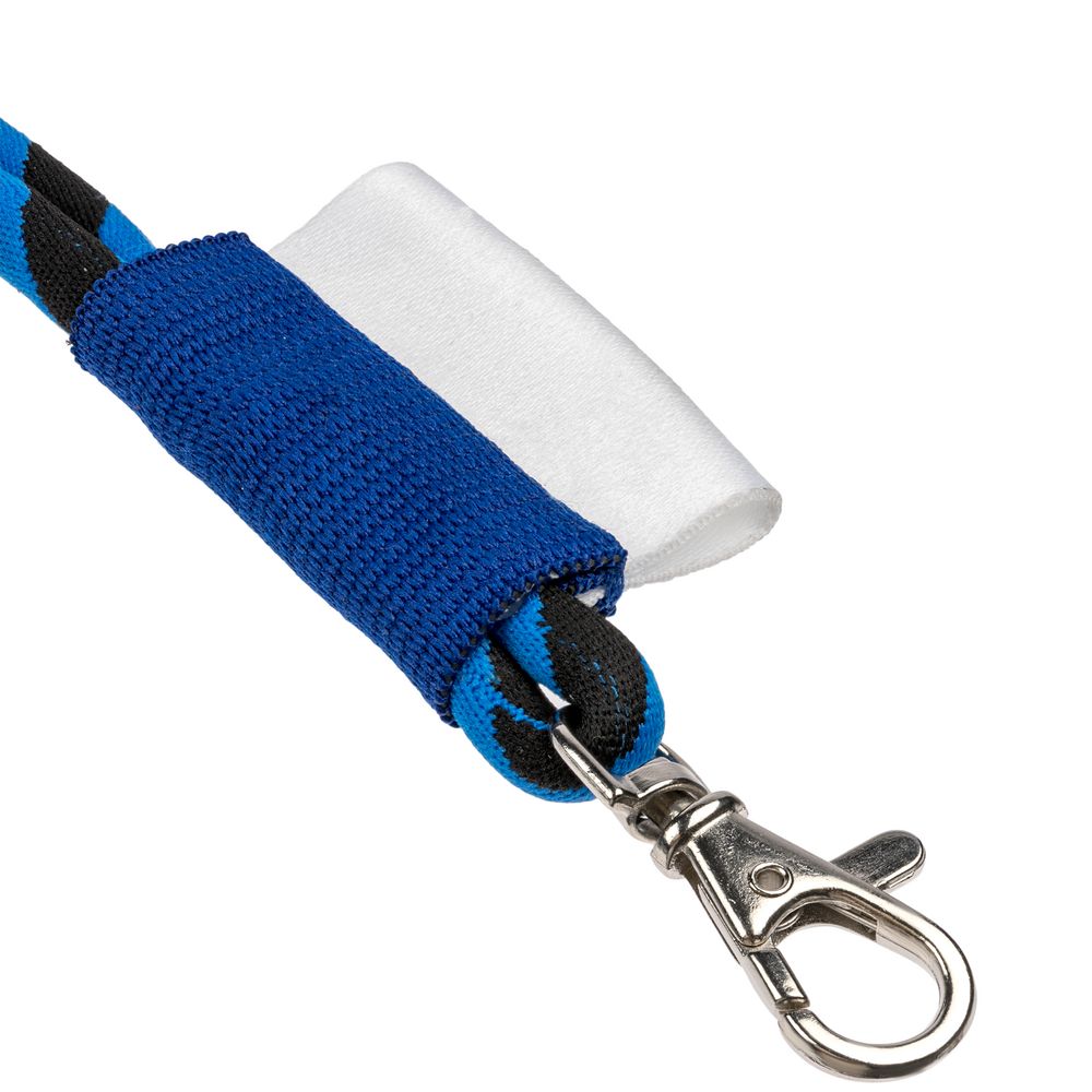 Шнурок для бейджа Tube Long, черный с синим-2