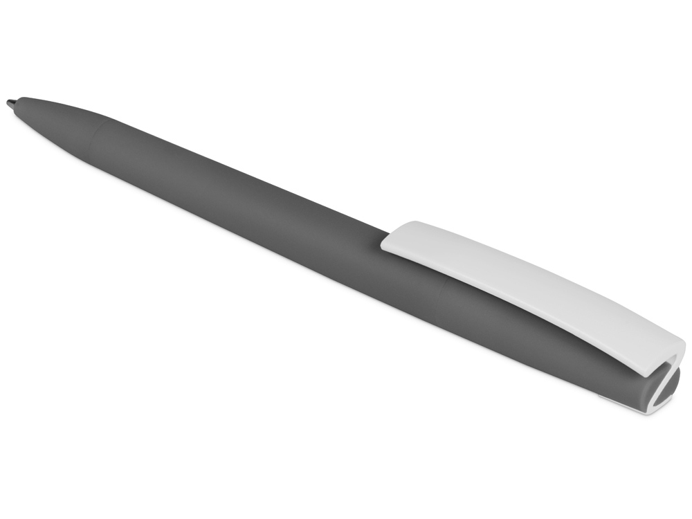 Ручка пластиковая soft-touch шариковая Zorro, серый/белый-4