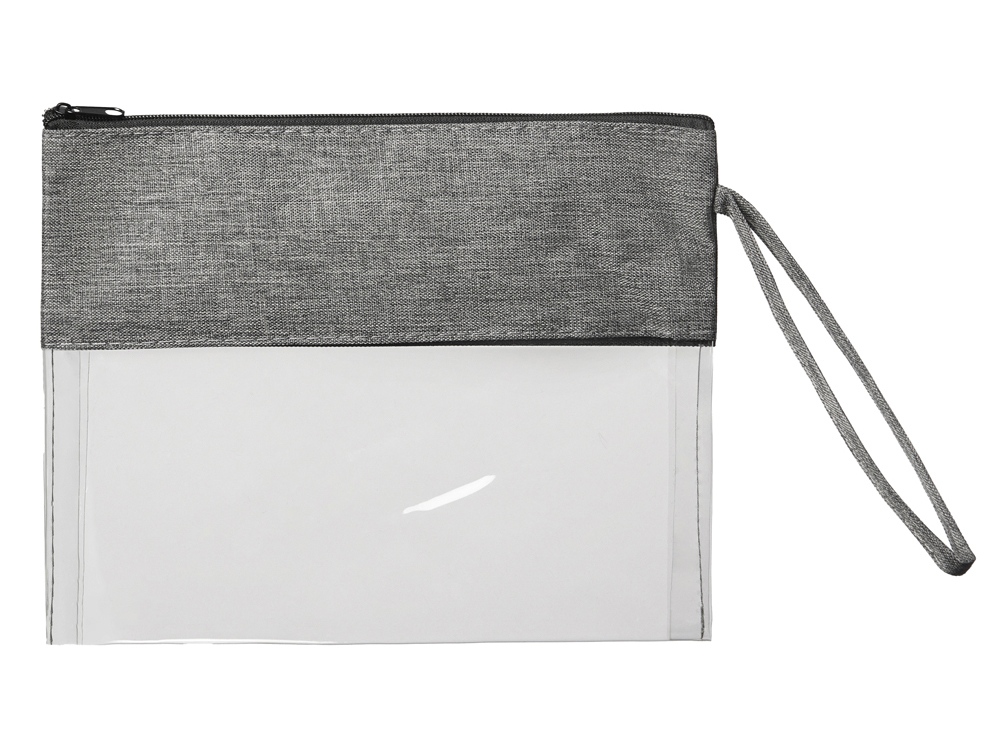 Косметичка из PVC и ткани Leony, прозрачный/темно-серый-2