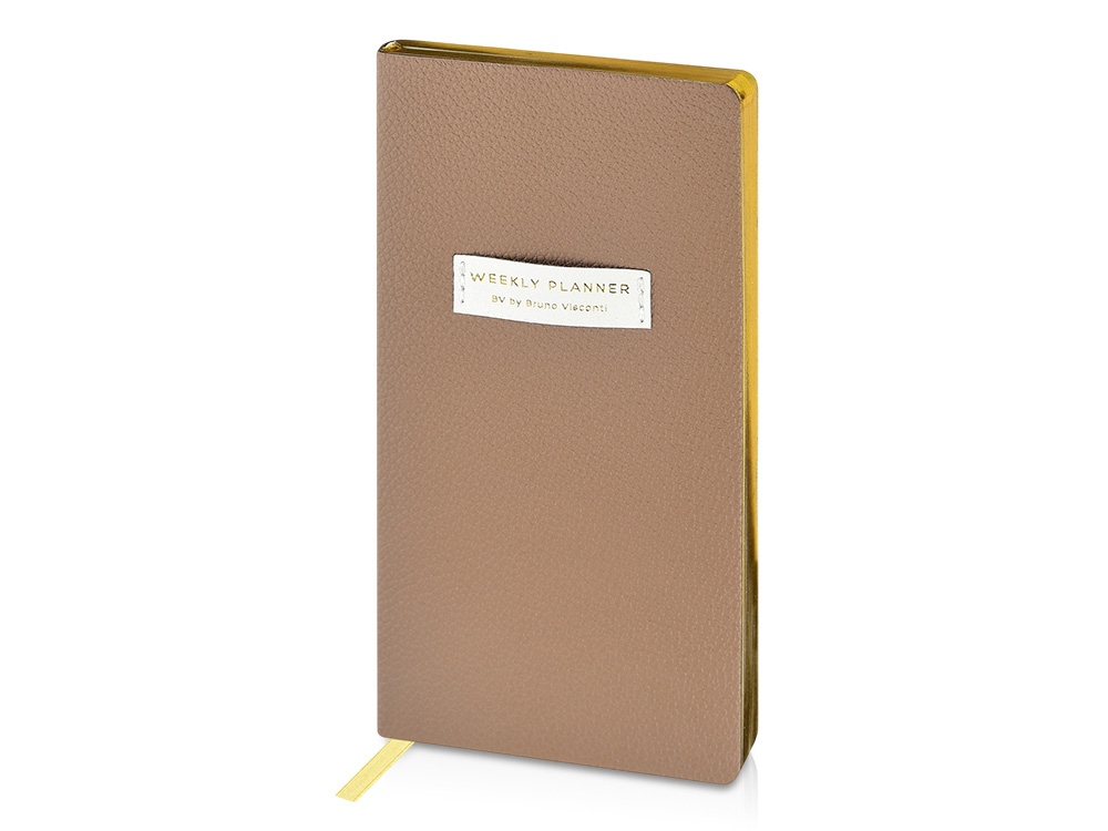 Еженедельник недатированный А6 Total beige с нашивкой, бежевый-0