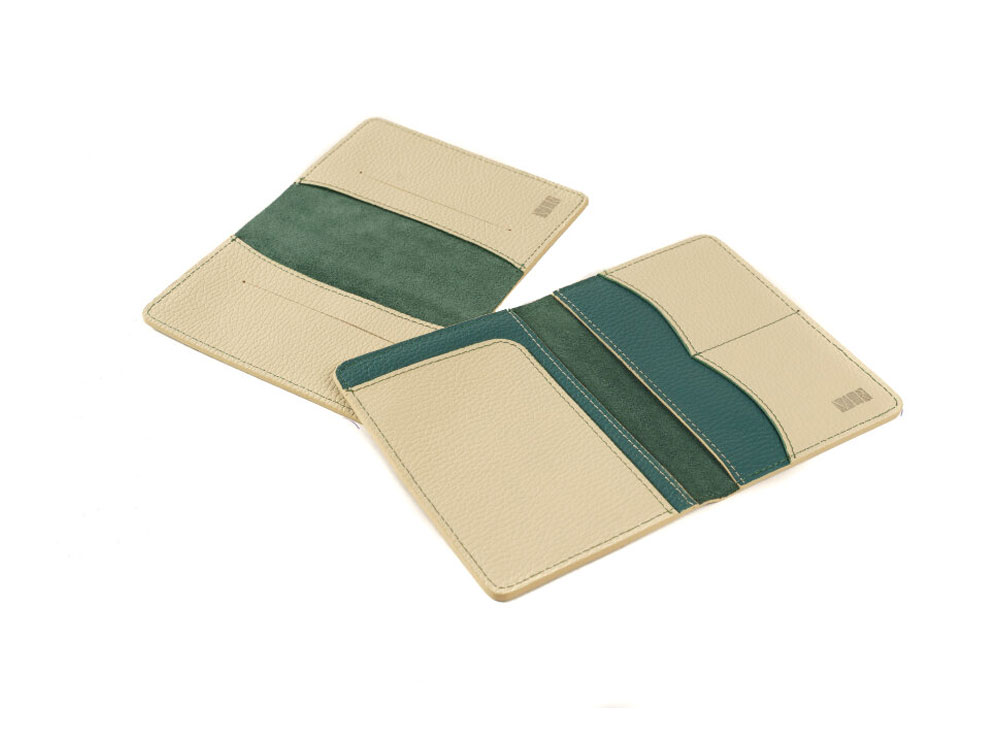 Обложка для паспорта Valerie Concept PSC4, зеленый/бежевый-5