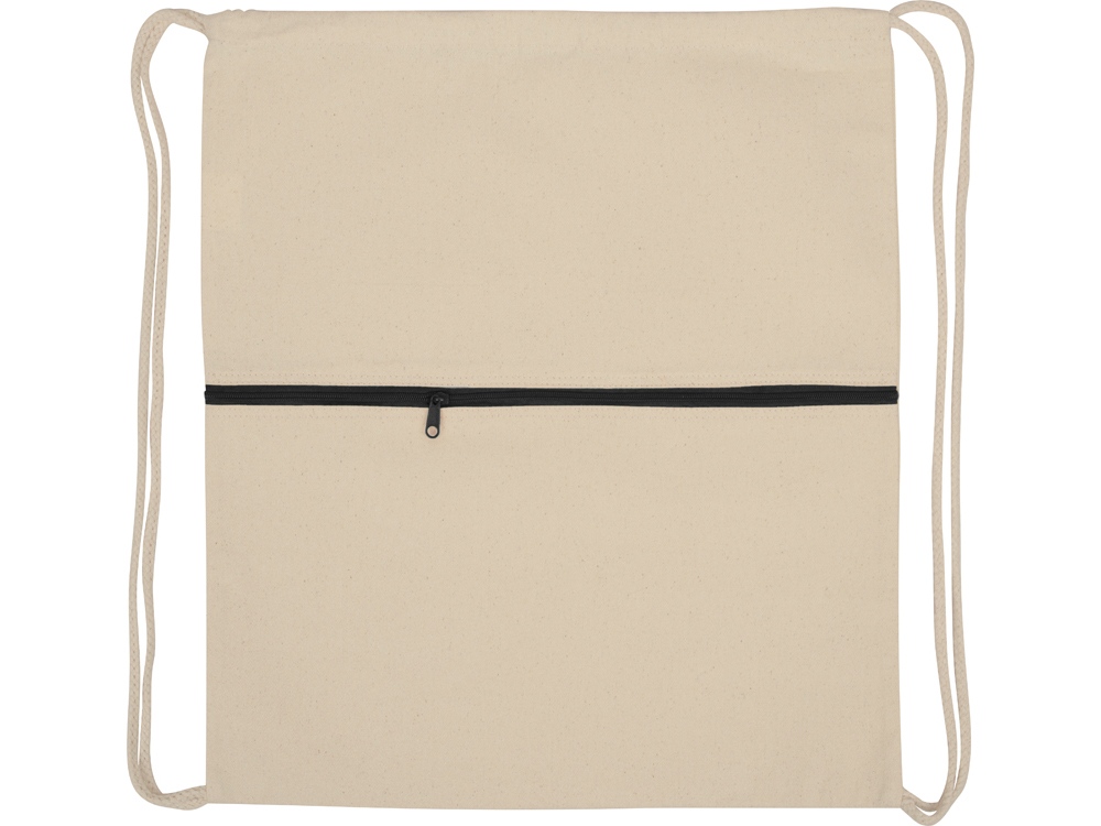 Рюкзак-мешок хлопковый Lark с цветной молнией, натуральный/черный-3