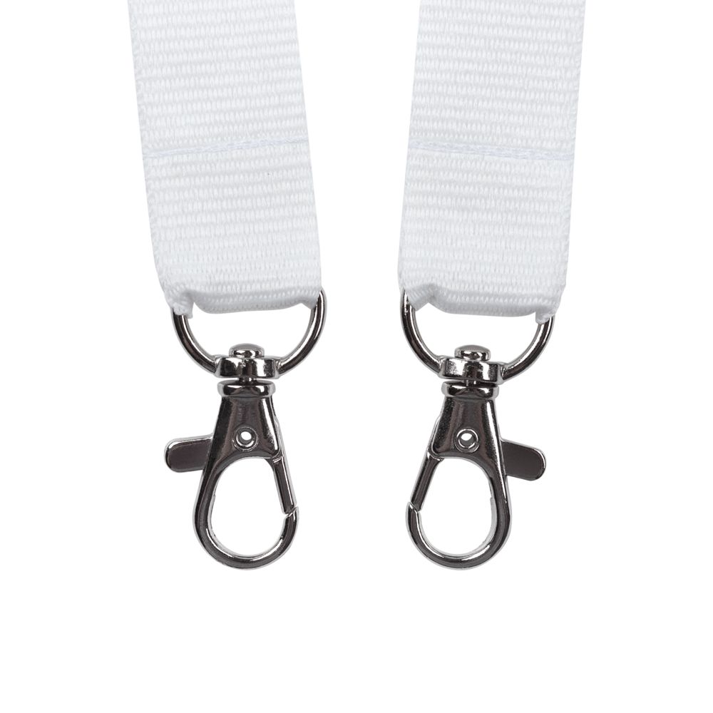 Лента для бейджа с 2 карабинами Carabine Duo, белая-2