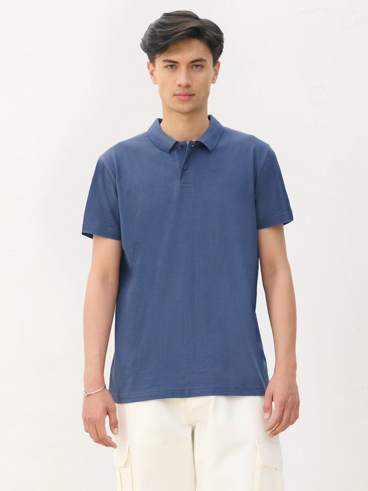 Рубашка поло унисекс Pulse, синяя (джинс)-5