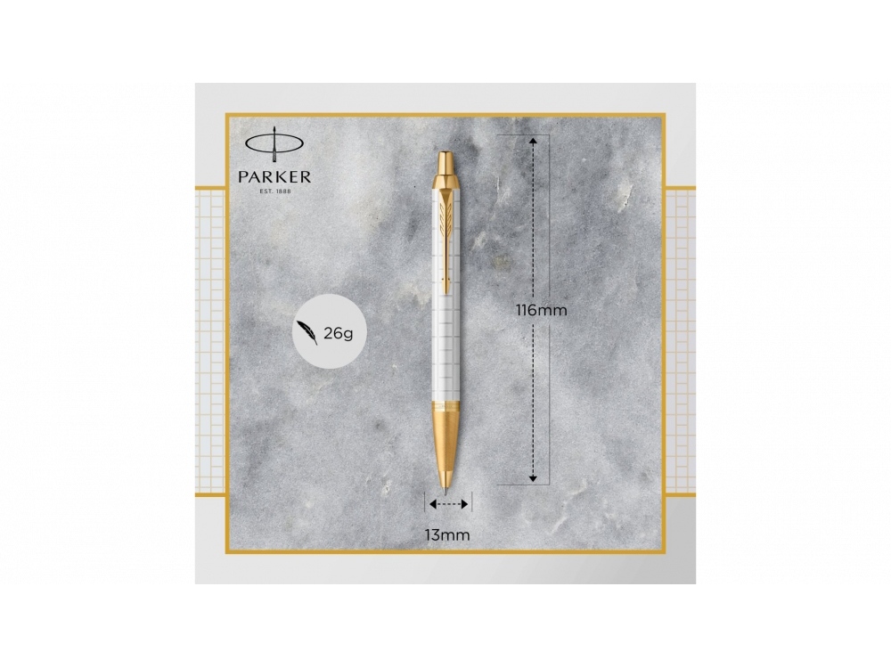 Шариковая ручка Parker IM Premium K318  Pearl GT, стержень: M, цвет чернил: blue, в подарочной упаковке.-3