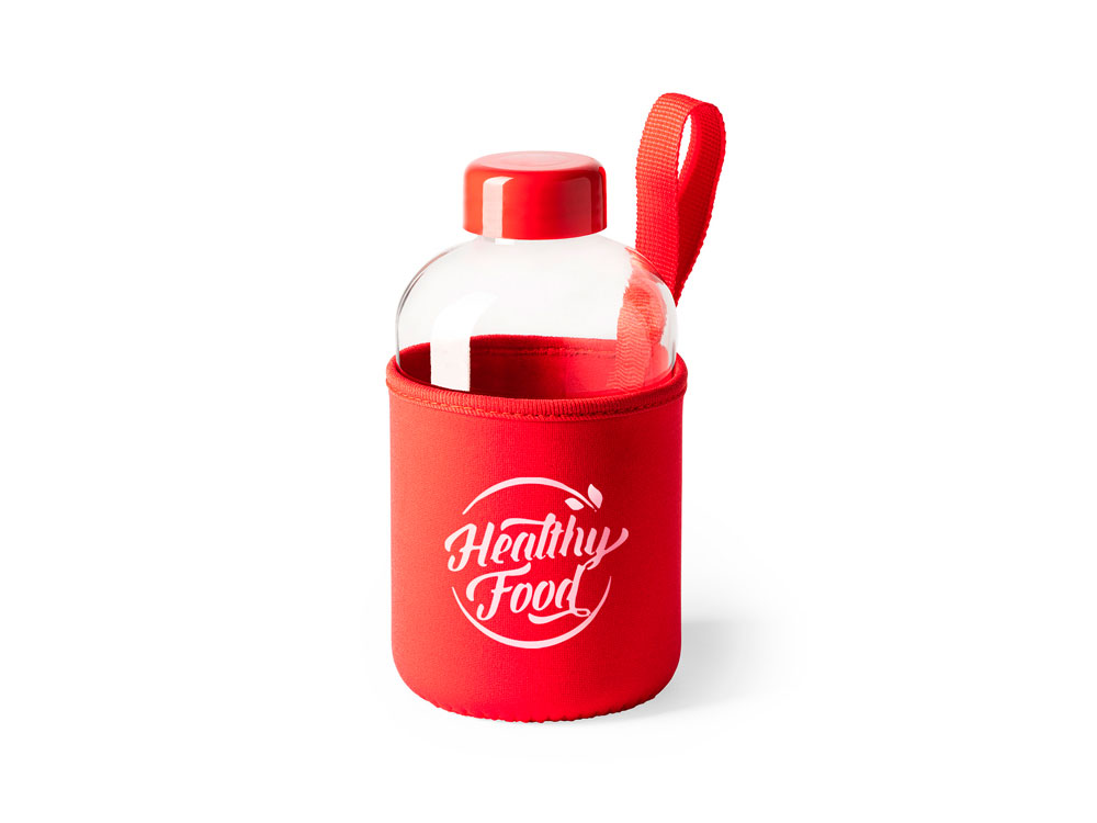 Бутылка стеклянная KASTER в неопреновом чехле, 600 мл, красный-1