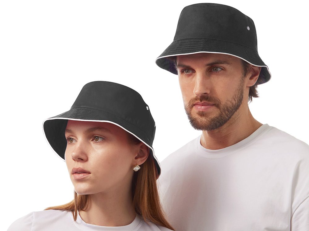 Панама с контрастной окантовкой , темно-серый/белый-0