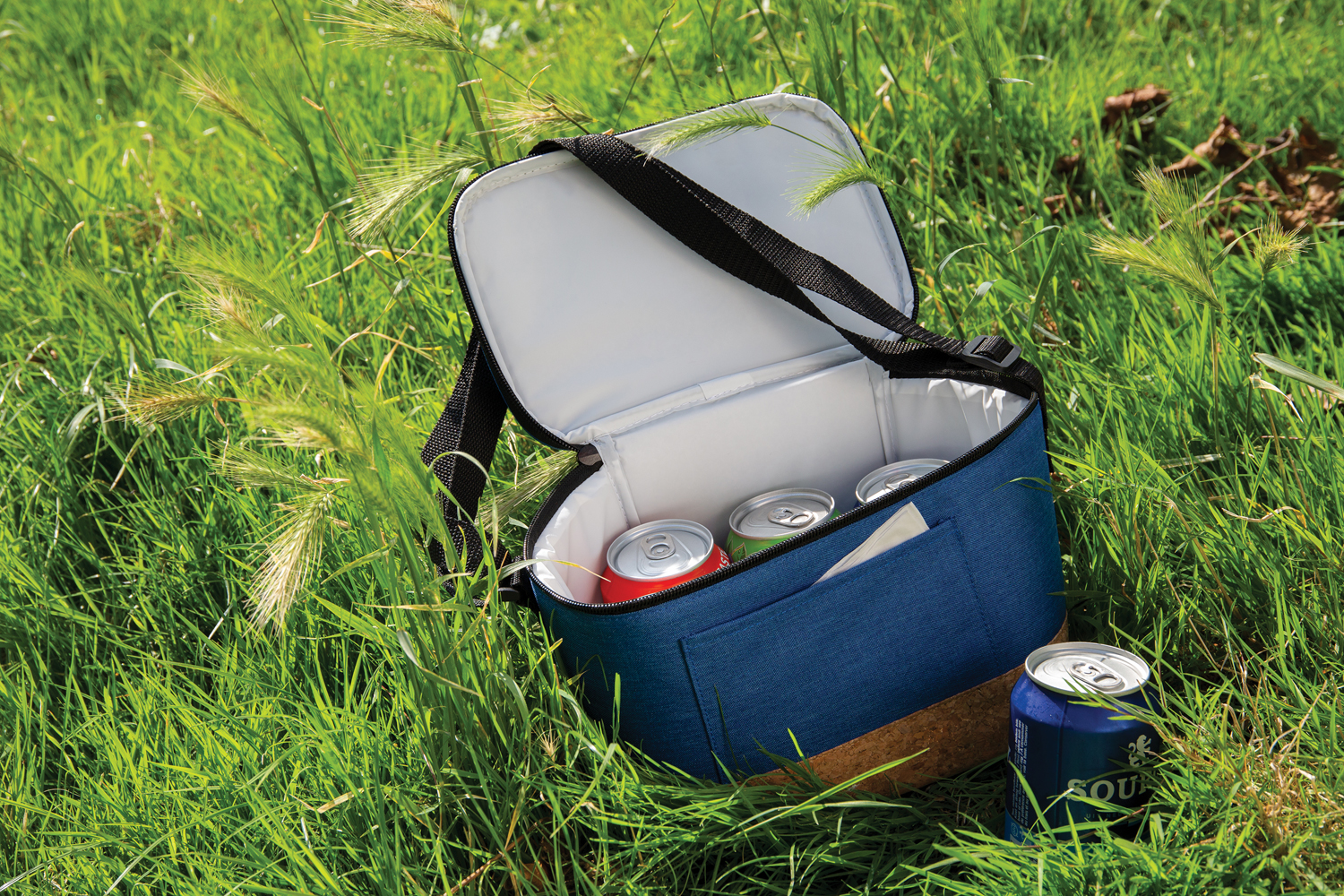 Двухцветная сумка-холодильник с пробковой отделкой-4