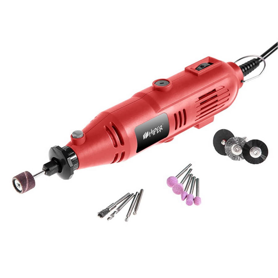 Гравер (мини дрель) HIPER HMD135A,135 Вт, в кейсе, в комплекте с аксессуарами и гибким валом, красный-1