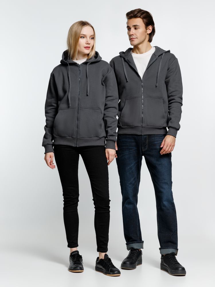 Толстовка на молнии с капюшоном Siverga Heavy 2.0, темно-серая (графит)-8
