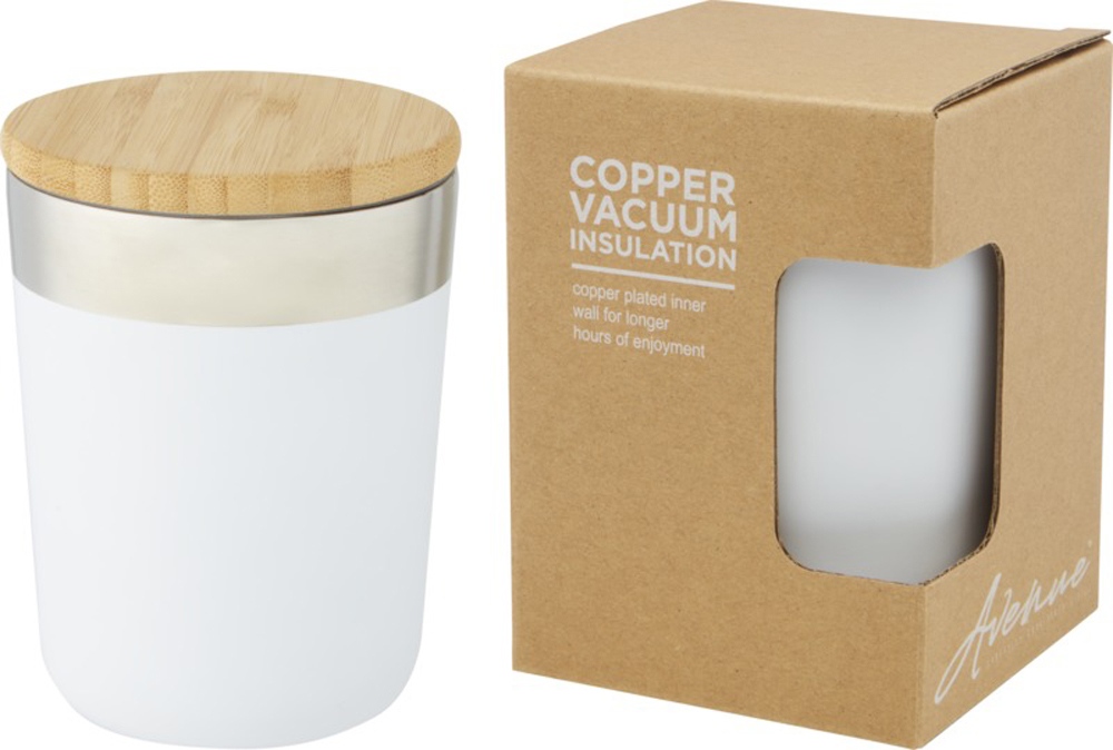 Lagan Кружка с медной вакуумной изоляцией объемом 300 мл и бамбуковой крышкой, белый-0