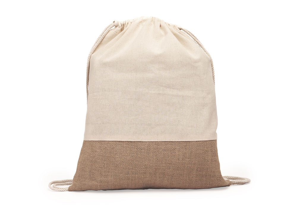 Рюкзак-мешок WILKES из хлопка и джута, бежевый-3