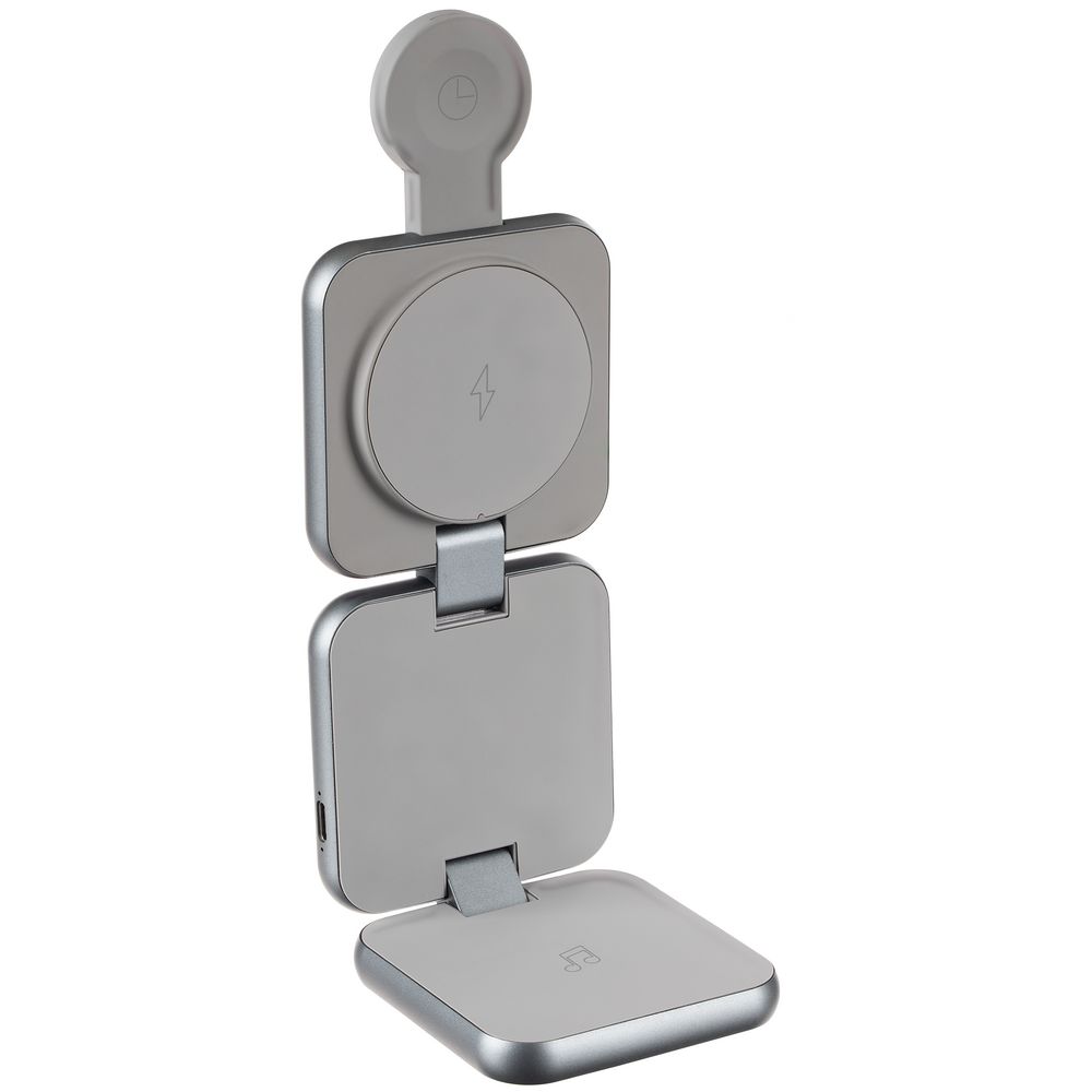 Складная станция беспроводной зарядки Terza, серебристая-2