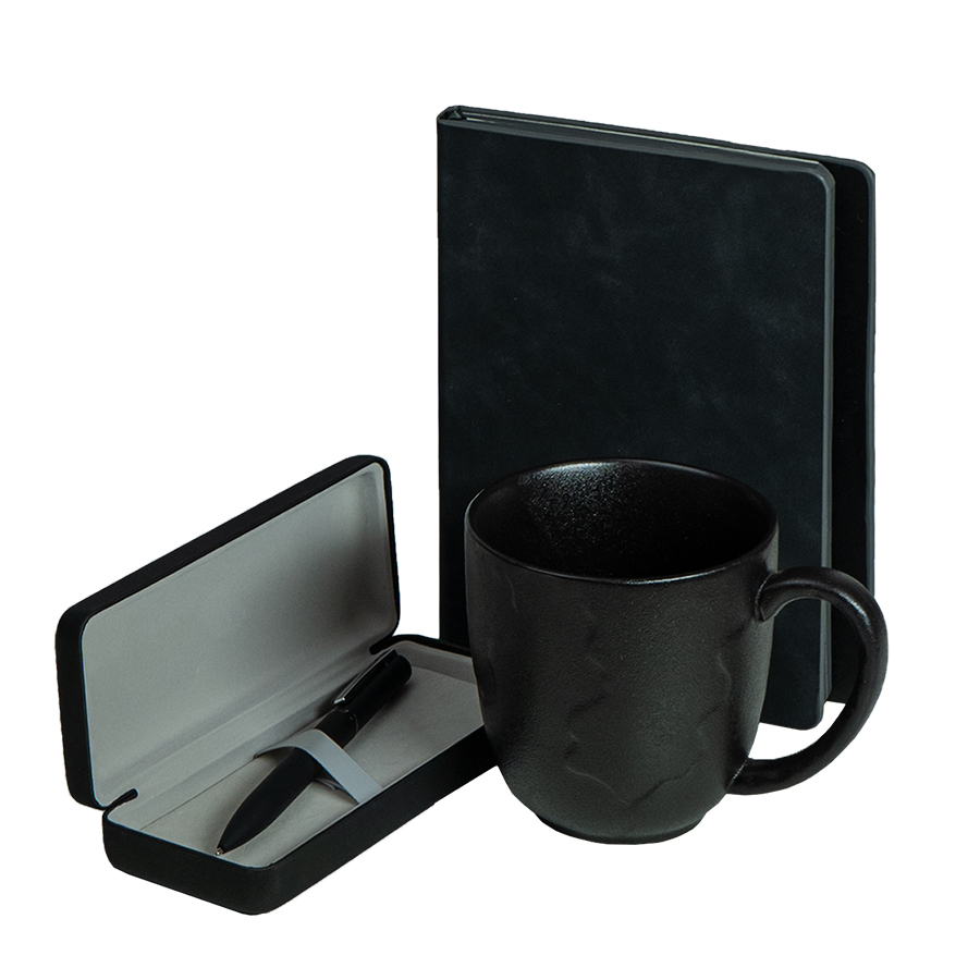 Набор подарочный AUTOGRAPH: кружка, ежедневник, ручка, футляр для ручки, стружка, коробка, черный, черный-1