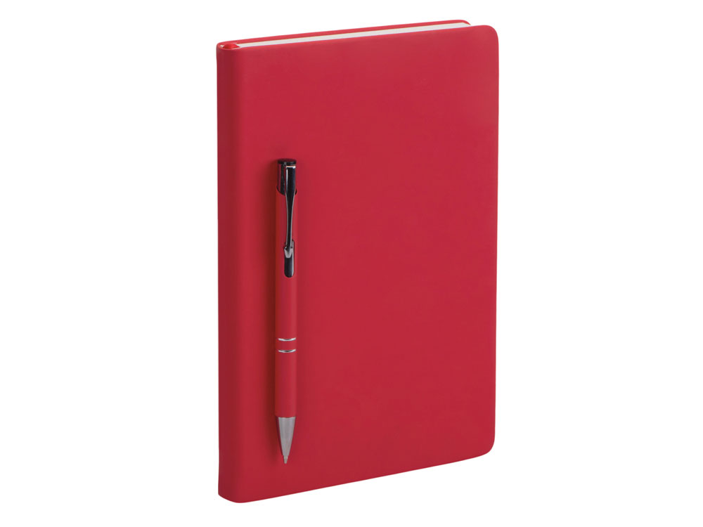 Подарочный набор с блокнотом С3, металлической ручкой и бутылкой для воды, красный-2