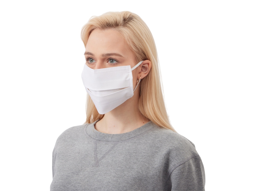 Маска для лица многоразовая из хлопка, белый-2