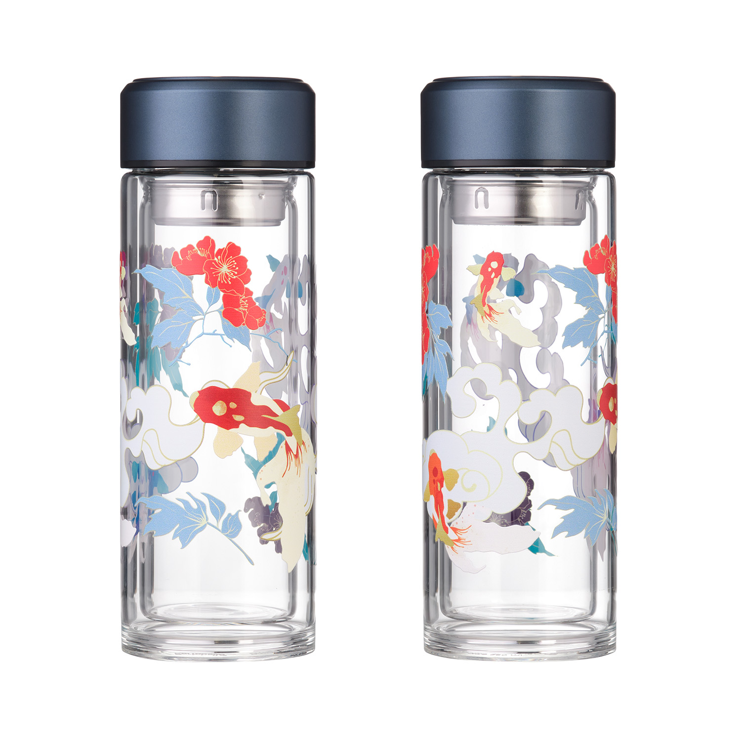 Бутылка стеклянная с двойными стенками Aravia, синяя-10