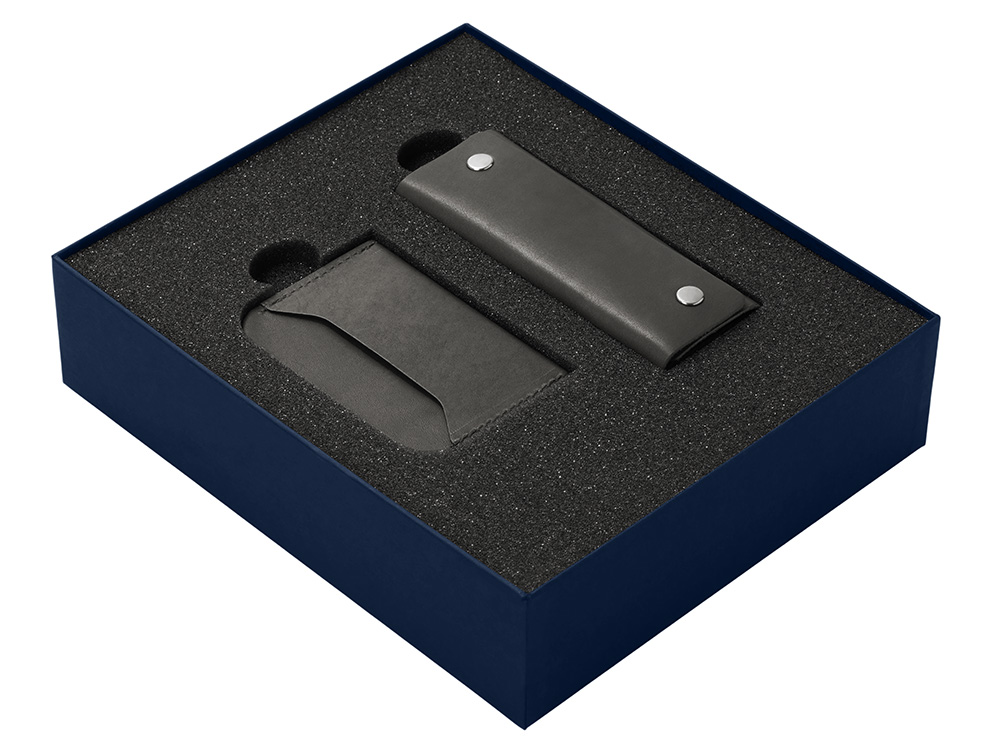 Подарочный набор Long River: картхолдер, ключница (без лого Long River), синяя коробка-1