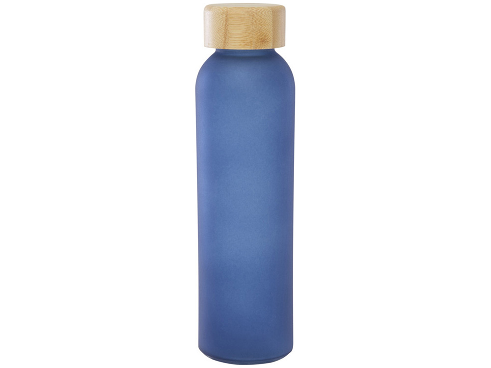 Lume бутылка из матового содово-известкового стекла объемом 500 мл с бамбуковой крышкой - Синий-1