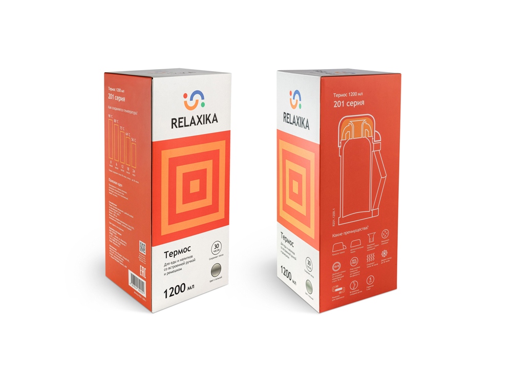 Термос универсальный (для еды и напитков) Relaxika 201, 1200 мл, стальной-14