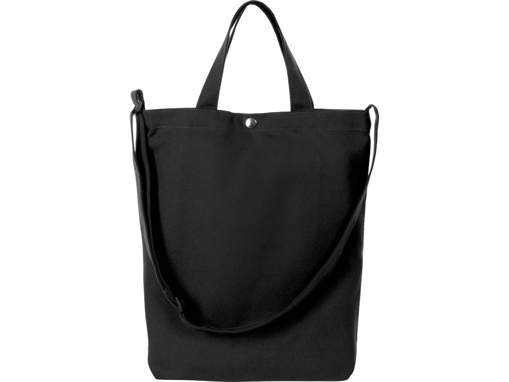 Сумка Helfer из хлопка на кнопке с регулирующейся лямкой, черный-2