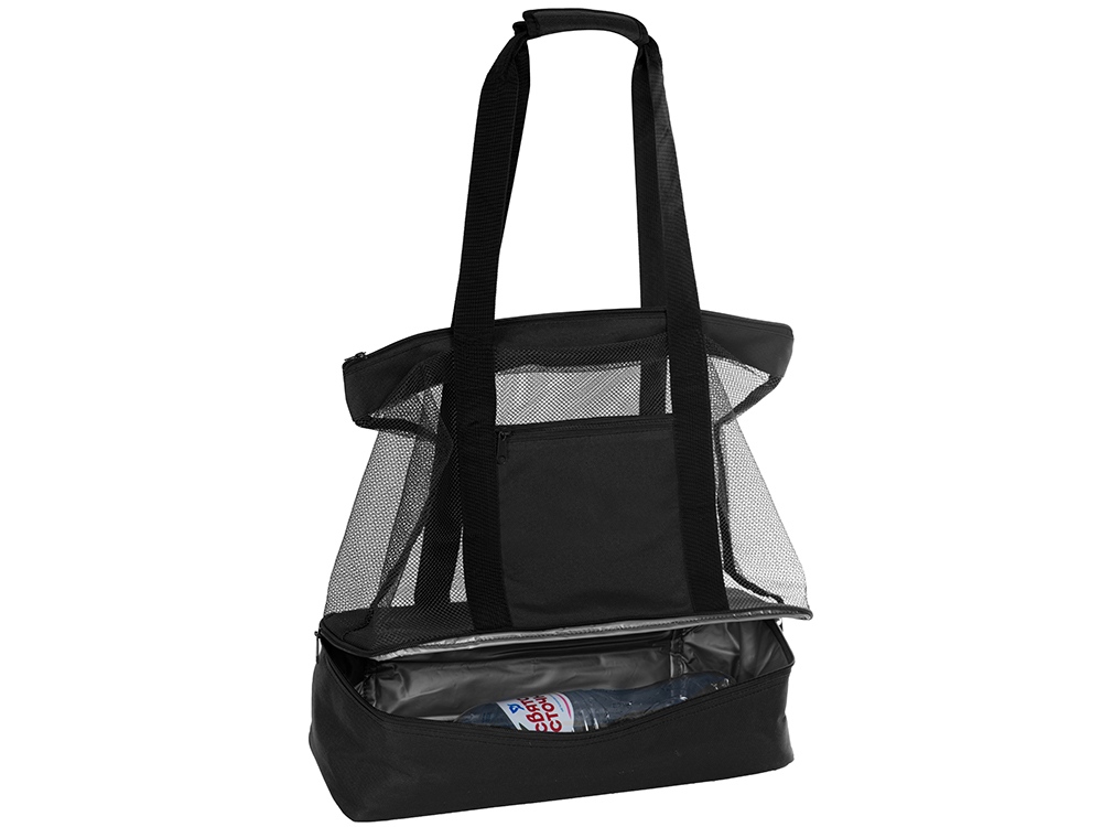Сумка для шопинга и пляжа Coolmesh с изотермическим отделением внизу, черный-3