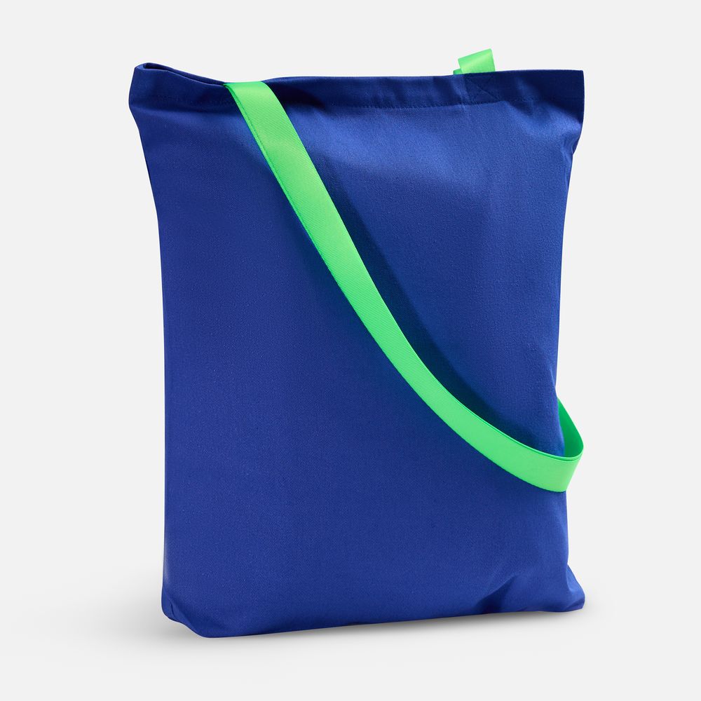 Шопер B4, синий с зелеными ручками-0