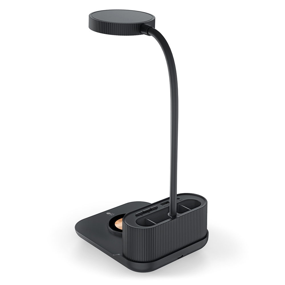 Лампа-органайзер Crolly c беспроводной зарядкой 15W, Черный-6