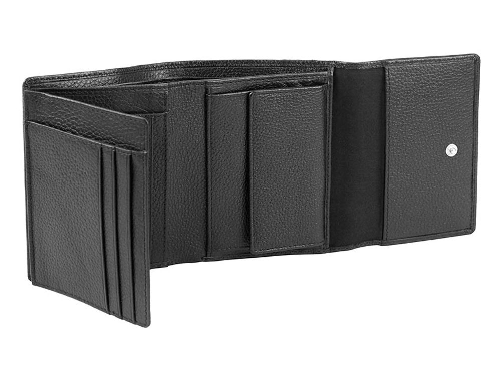 Кошелёк женский BUGATTI Linda, чёрный, натуральная воловья кожа, 12х3х9,5 см-1