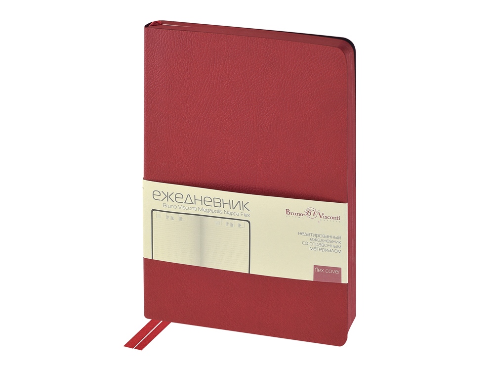 Ежедневник недатированный А5 Megapolis Nappa Flex, бордовый-0