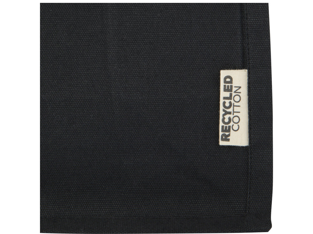 Мини эко-сумка Odessa с клинчиком, изготовленная из переработанного хлопка, сертифицированного согласно GRS, плотностью 220 г/м², объемом 9 л - сплошной черный-3