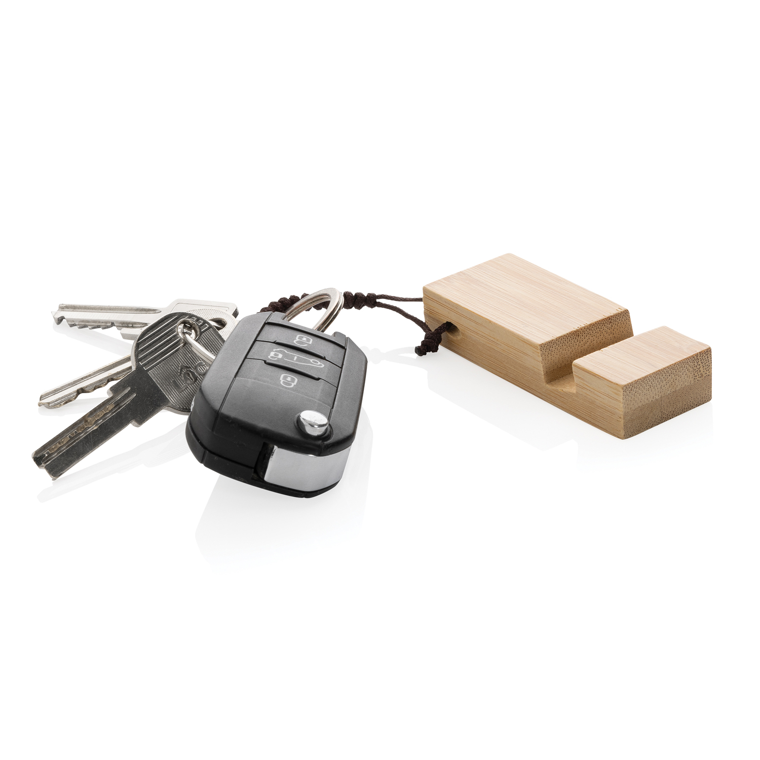 Бамбуковая мини-подставка для телефона Standkey с кольцом для ключей-0