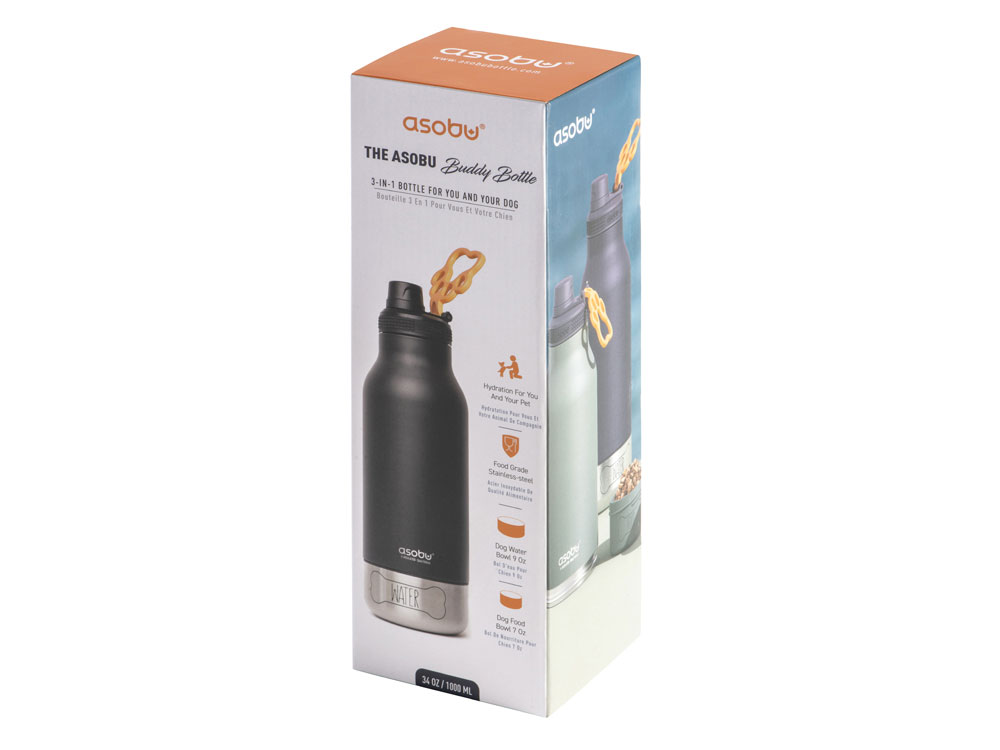 Вакуумный термос Buddy 3-в-1 со съемными мисками для питомцев, 1000 мл, черный-18