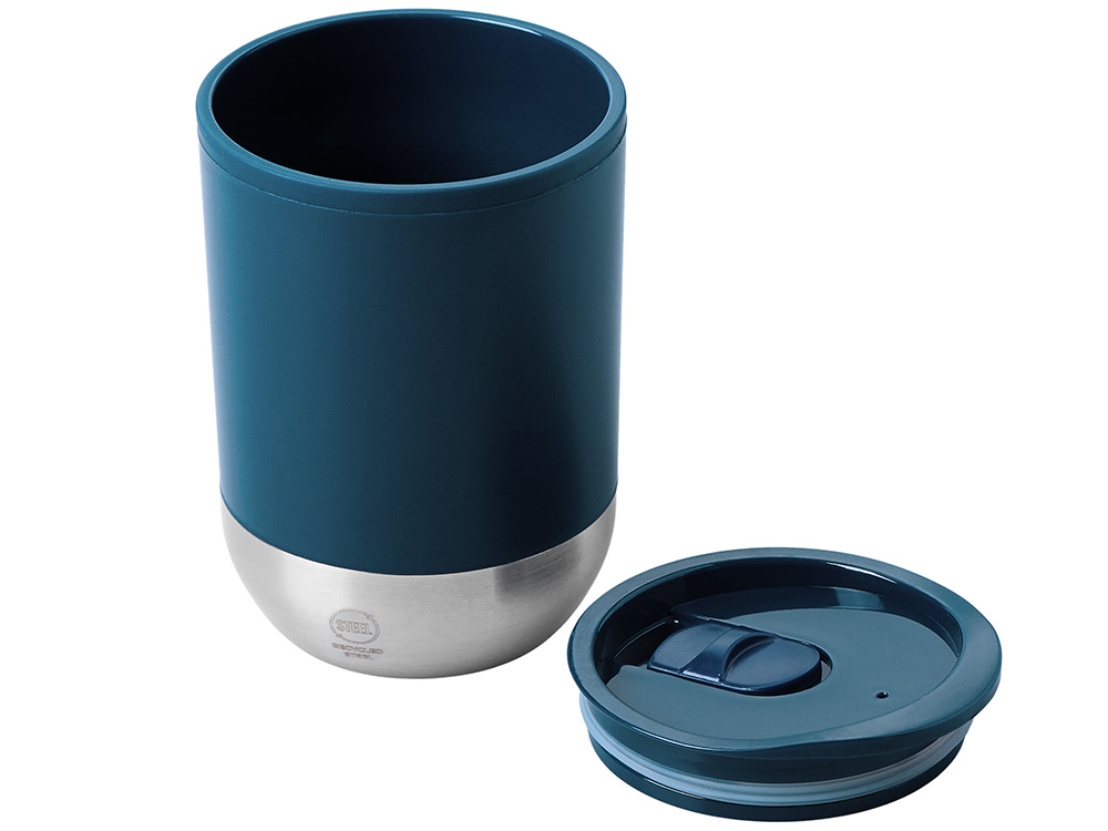 Термокружка LINDE с двойными стенками из переработанного полипропилена, синий нэйви-1