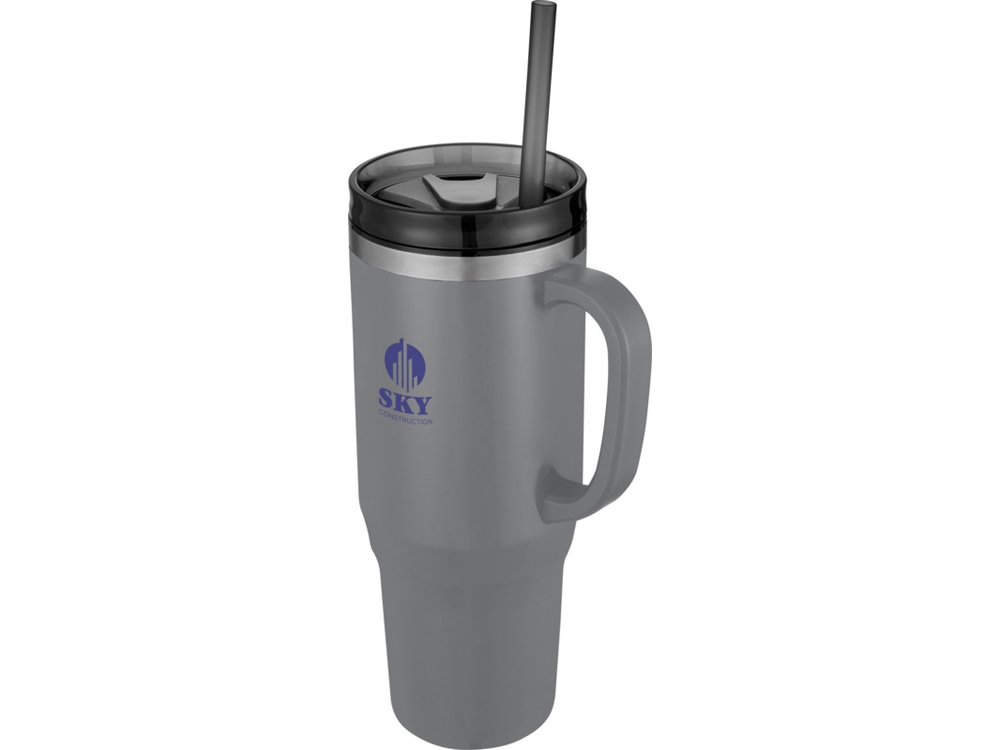 Melbourne кружка 1200 мл, сертифицированная согласно RCS, с соломинкой - Серый-6