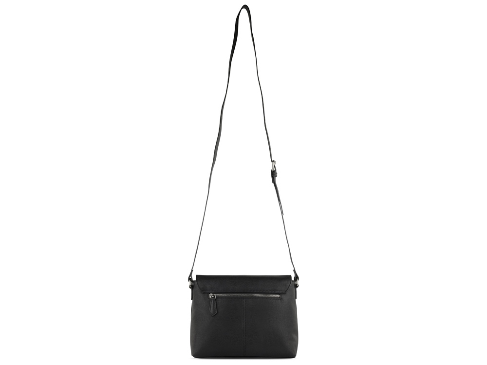 Сумка наплечная женская BUGATTI БЕЛЛА | BELLA, чёрная, воловья кожа/полиэстер, 25х8х20 см-7