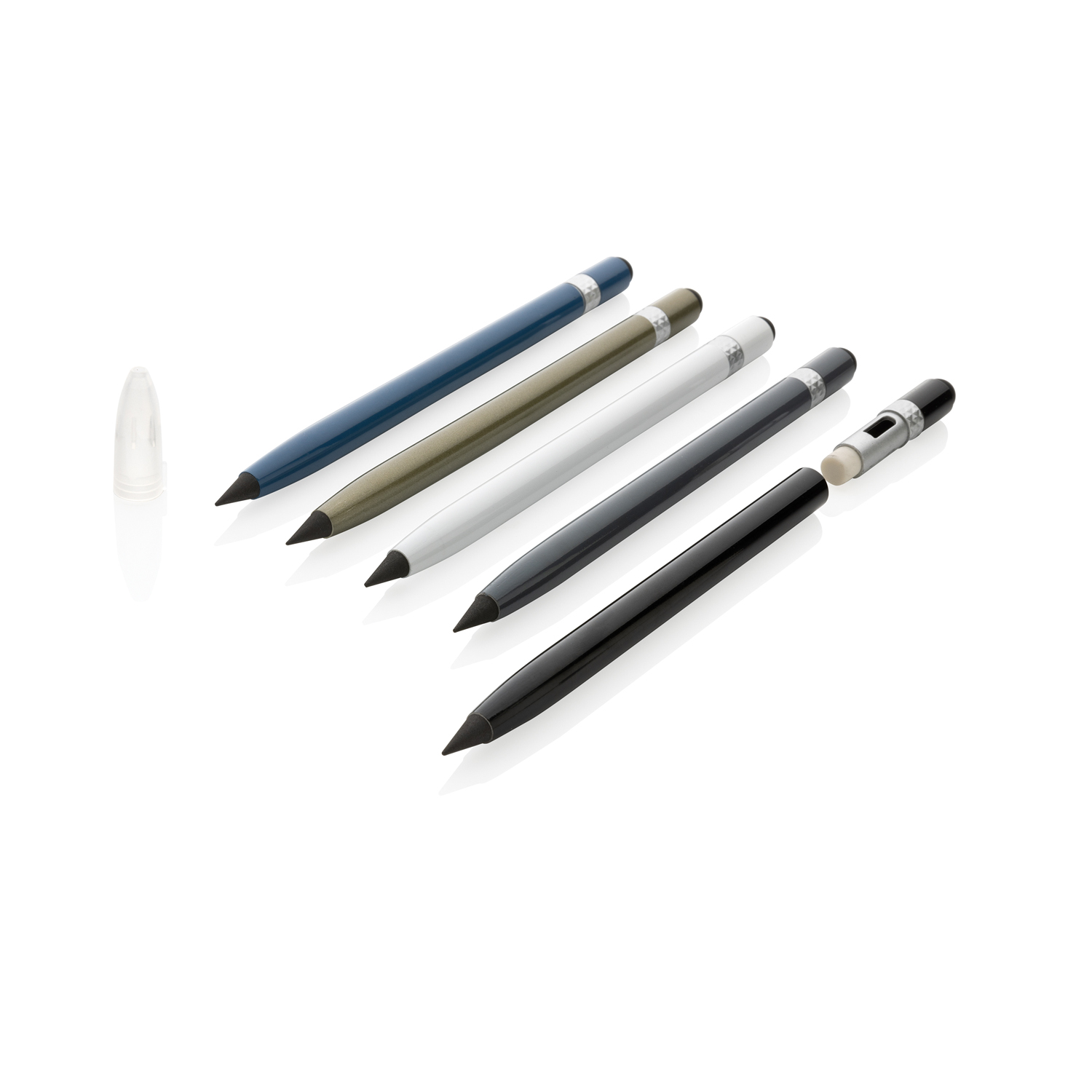 Алюминиевый вечный карандаш с ластиком и стилусом-3