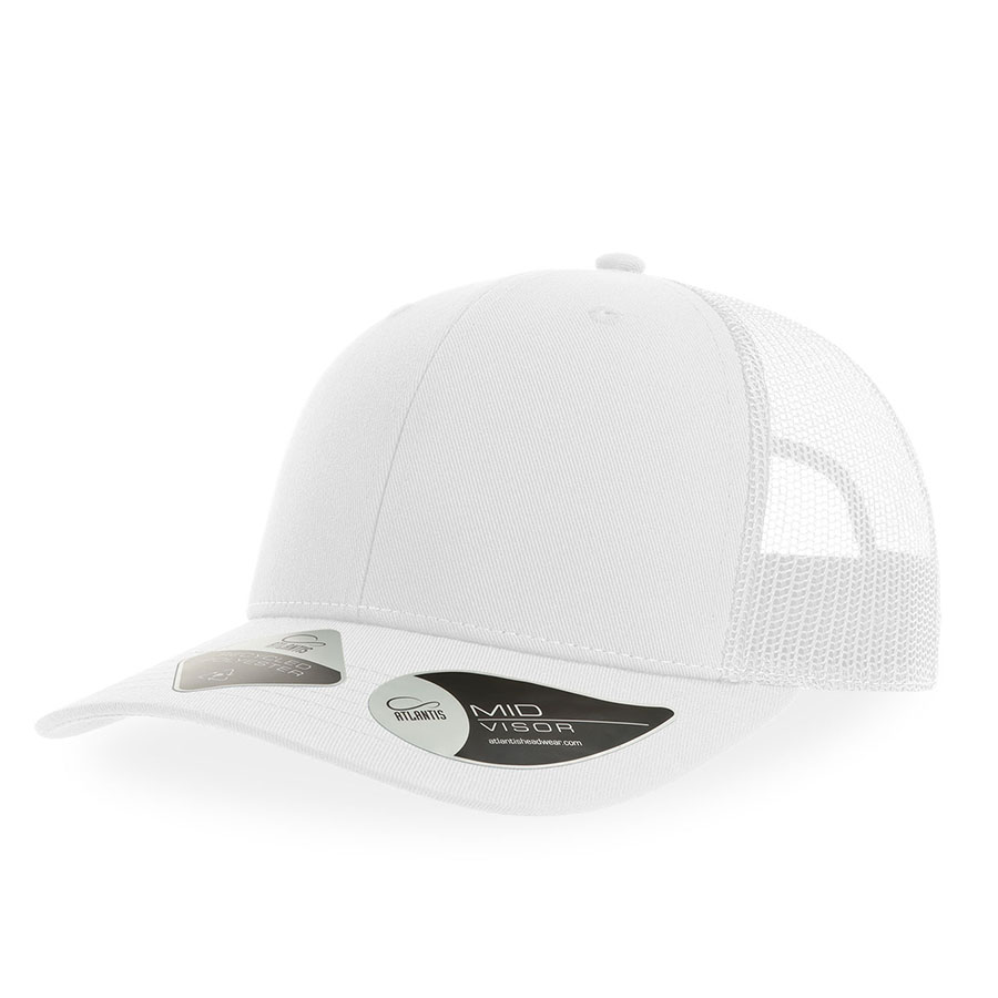 Бейсболка BRYCE, 6 клиньев, пластиковая застежка, переработанный полиэстер, белый-0