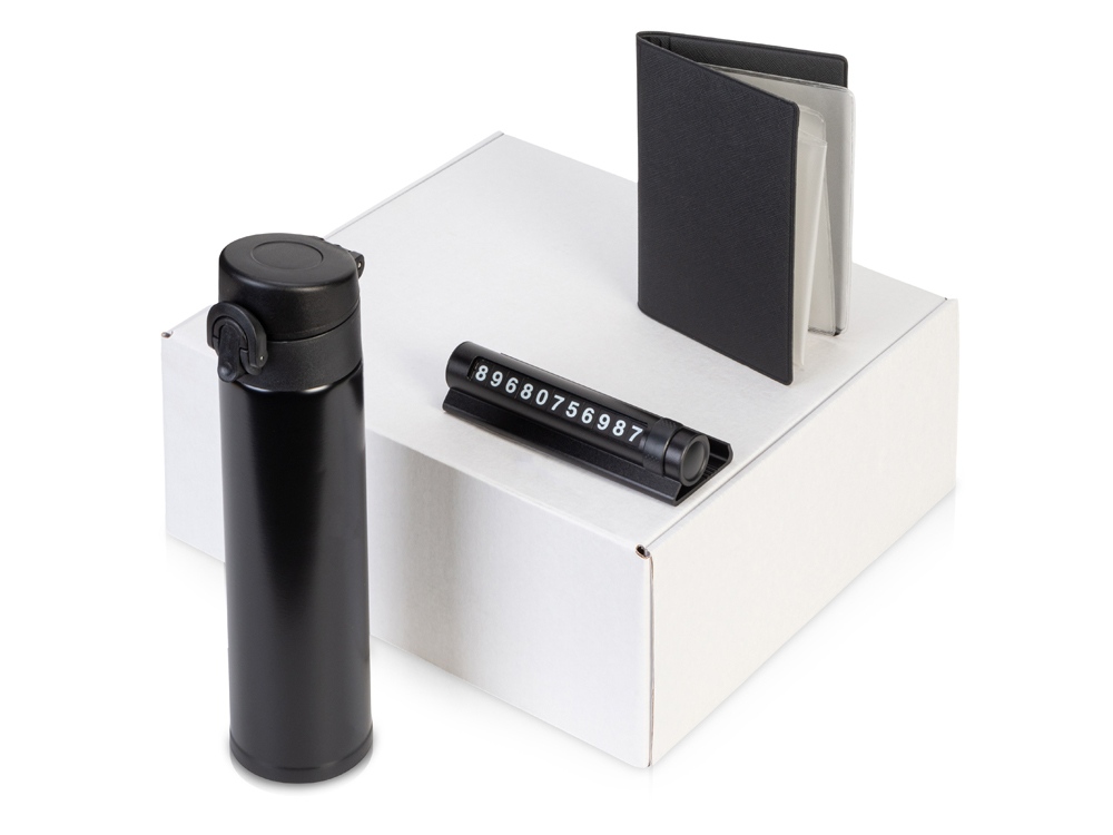 Подарочный набор Premier с термокружкой, парковочной визиткой и обложкой для документов-0