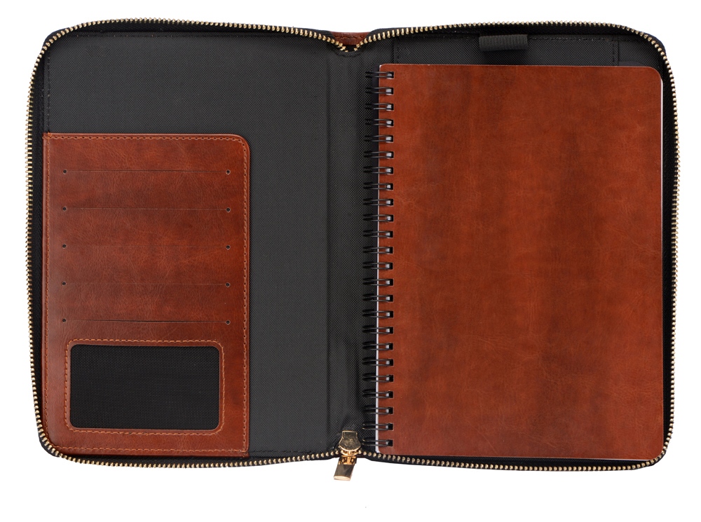 Бизнес-блокнот на молнии А5 Fabrizio, 80 листов,  коричневый-6