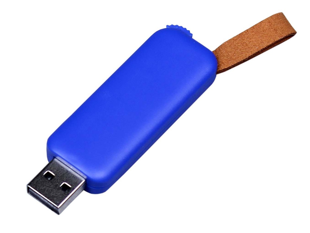 USB-флешка промо на 128 Гб прямоугольной формы, выдвижной механизм, синий-0